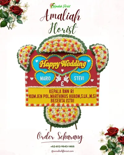 Karangan Papan Bunga Pernikahan di Catur